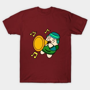 Cute cartoon boy happy playing trumpet T-Shirt